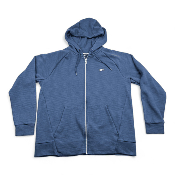 Nike Sweater Adult MEDIUM Blue Zip Hoodie Logo Spell Out Raglan Outdoor Athletic - Picture 1 of 7